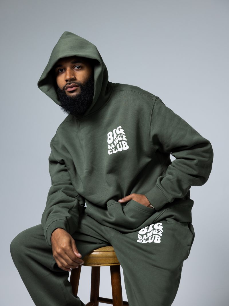 Big Dawgz Club Wavy Oversized Men's Hoodie- Green